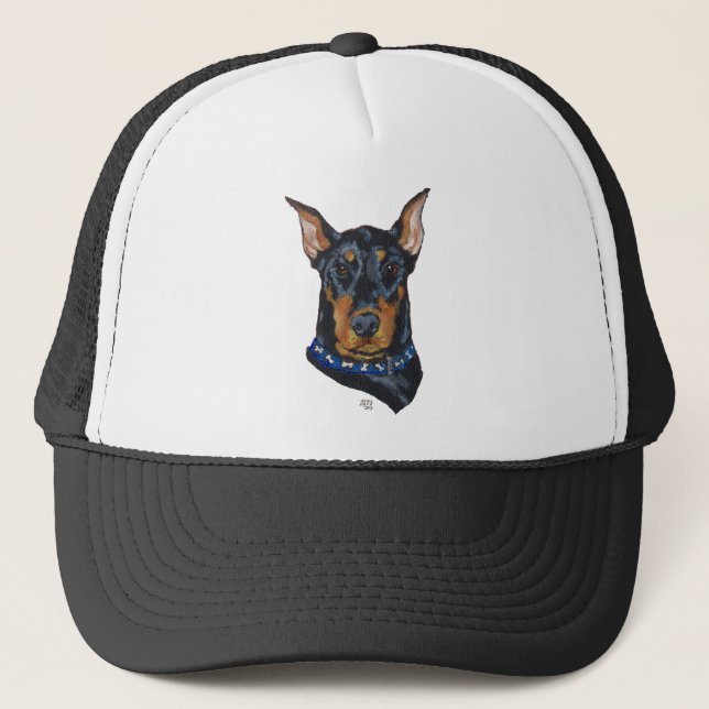 Gorra De Camionero Doberman Pinscher negro (Anverso)