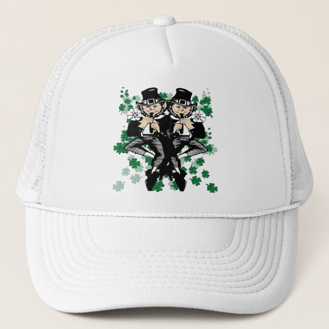 Gorra De Camionero Doble Leprechaun De La Suerte (Anverso)