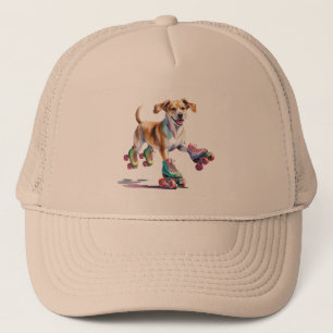 Gorra De Camionero Dog On Roller Skys Watercolor