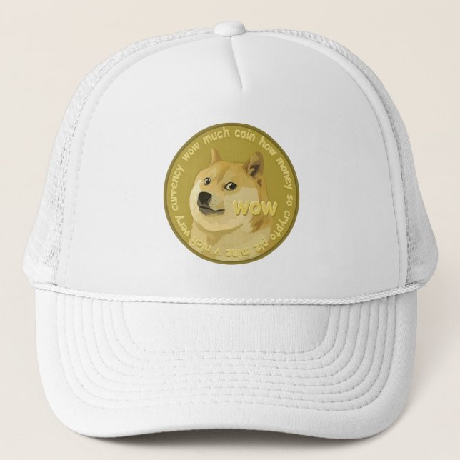 Gorra De Camionero Dogecoin Wow Doge Moneda De Criptografía (Anverso)