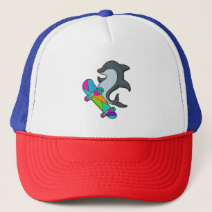 Gorra De Camionero Dolpin como Skater con Skateboard