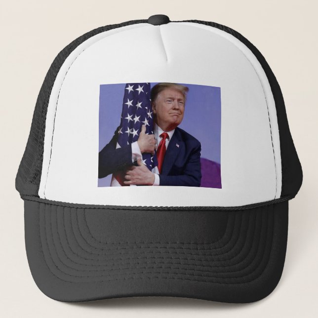 Gorra De Camionero Donald Trump y la bandera (Anverso)