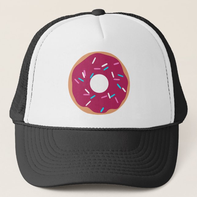 Gorra De Camionero Donut glaseado de frambuesa rosa (Anverso)