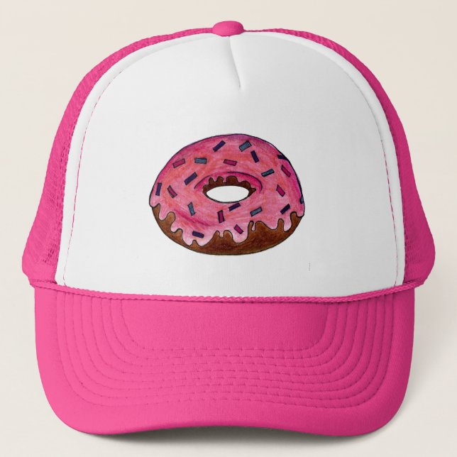 Gorra De Camionero Donuts rosados de nuez de nuez aspersa comida para (Anverso)