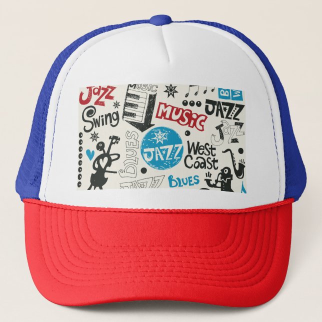 Gorra De Camionero Doodle de Jazz: Mezcla de Música Ecléctica (Anverso)