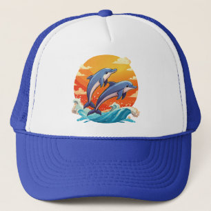 Gorra De Camionero Dos delfines de dibujos animados saltando