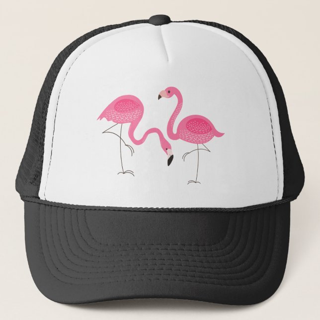 Gorra De Camionero Dos flamencos rosados Ilustracion simple (Anverso)