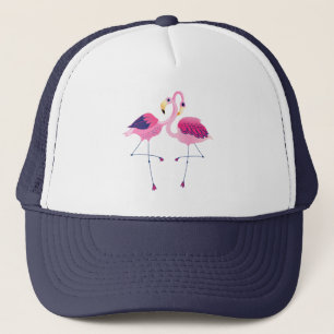Gorra De Camionero Dos Ilustraciones Flamingos Rosados
