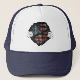 Gorra De Camionero Dos Manos Desgarrando Revelando Bandera Personaliz