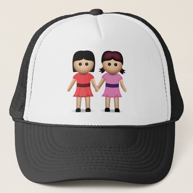 Gorra De Camionero Dos mujeres con Emoji de manos (Anverso)