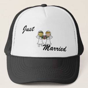 Gorra De Camionero Dos novias con las flores - asiático interracial
