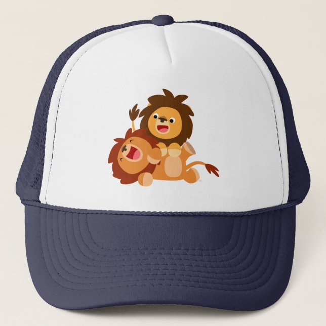 Gorra De Camionero Dos pequeños y juguetones leones Personalizados (Anverso)