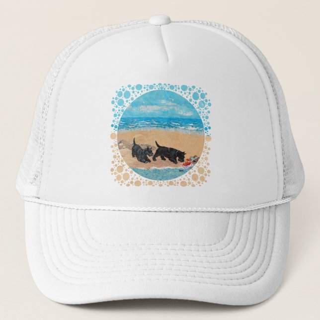 Gorra De Camionero Dos Scotties en la Playa (Anverso)