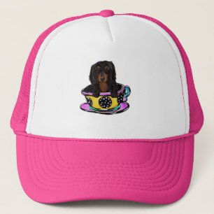 Gorra De Camionero Doxie Negro de Pelo Largo