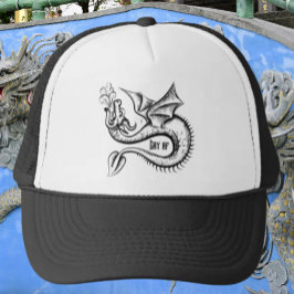 Gorra De Camionero Dragón de AF gay negro y blanco