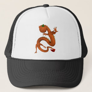 Gorra De Camionero Dragón de calabaza de Halloween naranja