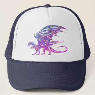 Gorra De Camionero Dragón de mezquita morada asombroso en blanco