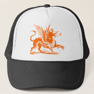 Gorra De Camionero Dragon Engraving - Naranja