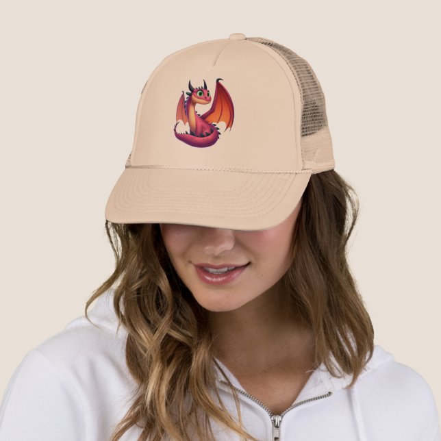 Gorra De Camionero Dragón personalizado morado/rojo (In situ)