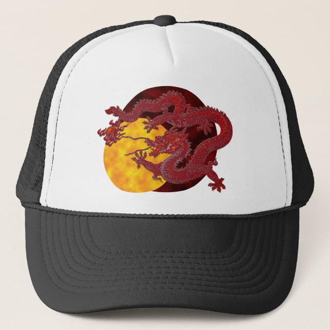 Gorra De Camionero Dragón rojo de la cera (Anverso)