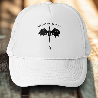 Gorra De Camionero Dragón Tribal Negro Fantasía Blanco Vuelo