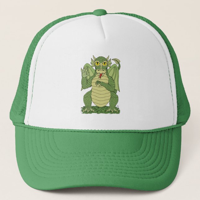 Gorra De Camionero Dragón verde lindo (Anverso)