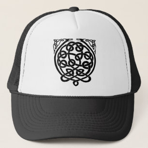 Gorra De Camionero Dragones de nudo celta - Blanco y negro