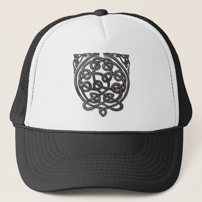 Gorra De Camionero Dragones de nudo celta - Cromado negro (Anverso)