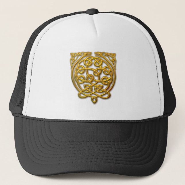 Gorra De Camionero Dragones de nudo celta - Oro (Anverso)