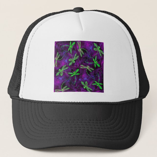 Gorra De Camionero Dragonismo verde anime en rosa caliente y morado (Anverso)