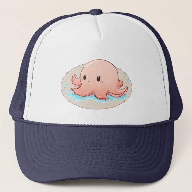 Gorra De Camionero Drawing of a pink Baby Octopus (Anverso)