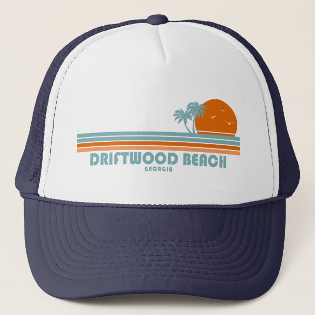Gorra De Camionero Driftwood Beach Georgia Sun Palm Trees (Anverso)