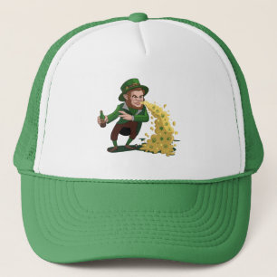 Gorra De Camionero Duende irlandés lanzando galletas de la suerte div