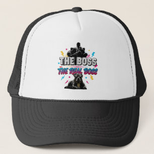 Gorra De Camionero Dueño de Perro Divertido "El Jefe Real" Diseño Pit