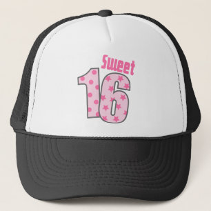 Gorra De Camionero Dulce 16 (puntos y estrellas rosados)