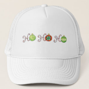 Gorra De Camionero Dulces adornos de Navidad Ho Ho Ho, bastones de ca