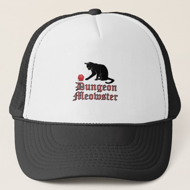 Gorra De Camionero Dungeon Meowster Funny RPG Cat con dados (Anverso)