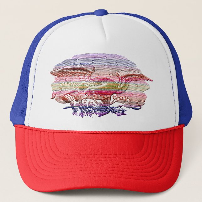 Gorra De Camionero E Pluribus Unum Patriotic Eagle Americana Art (Anverso)