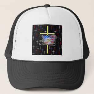 Gorra De Camionero Eagle calvo americano, la bandera y la cruz