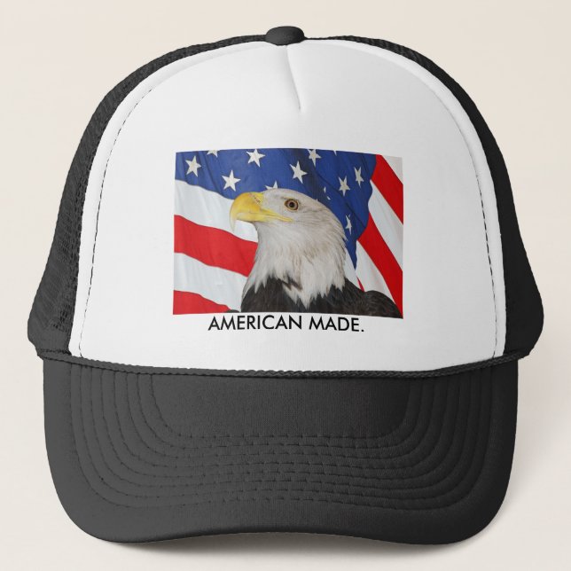Gorra De Camionero Eagle calvo patriótico y bandera americana (Anverso)