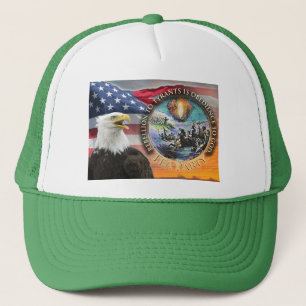 Gorra De Camionero Eagle de la bandera de los Estados Unidos Sunrise