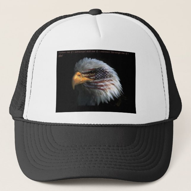 Gorra De Camionero Eagle patriótico con el fondo de la bandera (Anverso)