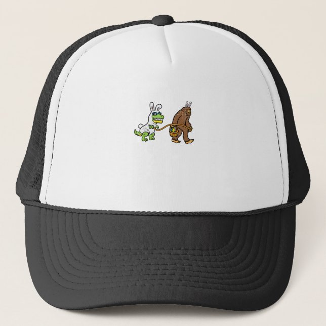 Gorra De Camionero Easter Bunny Dino Bigfoot Sasquatch Trex Men Boys  (Anverso)