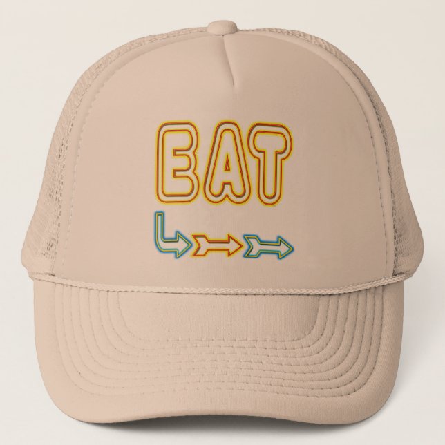 Gorra De Camionero Eat Retro Neon Rótulo Art (Anverso)
