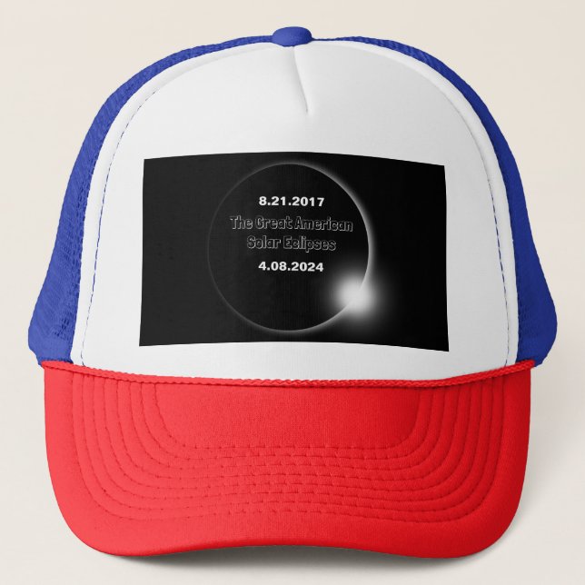 Gorra De Camionero Eclipse solar con doble fecha 2024 & 2017 (Anverso)