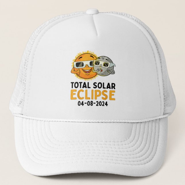 Gorra De Camionero Eclipse solar total 2024 Glasses Divertido Sun Moo (Anverso)