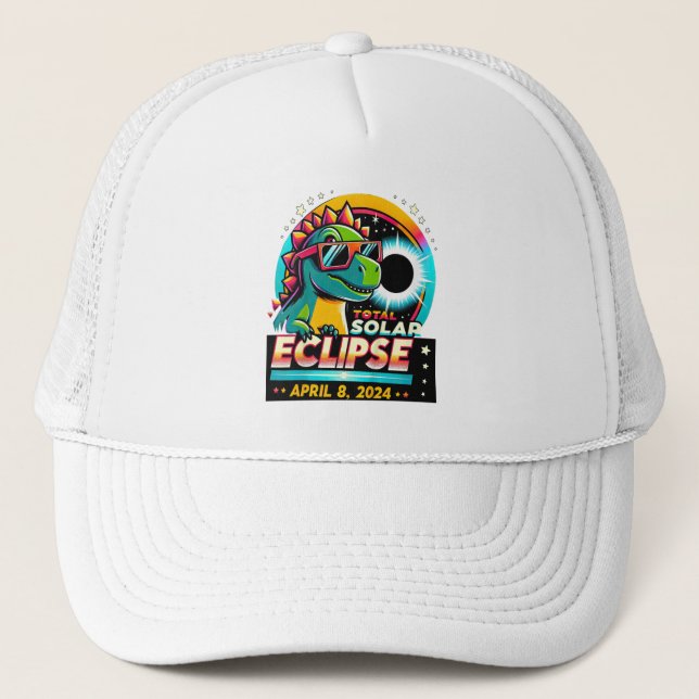 Gorra De Camionero Eclipse solar total 2024 T-Rex con vidrio solar (Anverso)