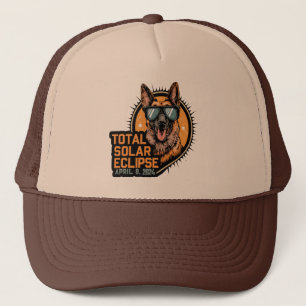 Gorra De Camionero Eclipse solar total abril 2024 Perro pastor alemán
