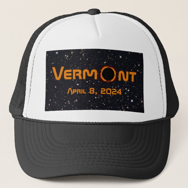Gorra De Camionero Eclipse solar total de Vermont 2024 (Anverso)