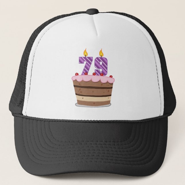 Gorra De Camionero Edad 79 en el pastel de cumpleaños (Anverso)